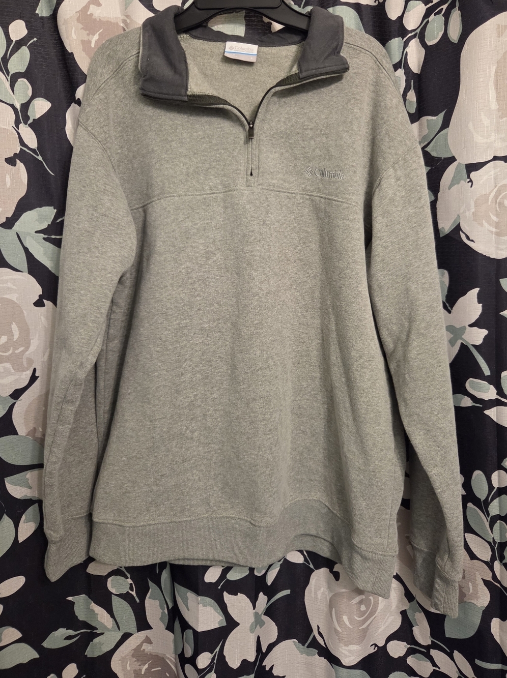 Men's Half-Zip Columbia Pullover Sweater - Light Gray
